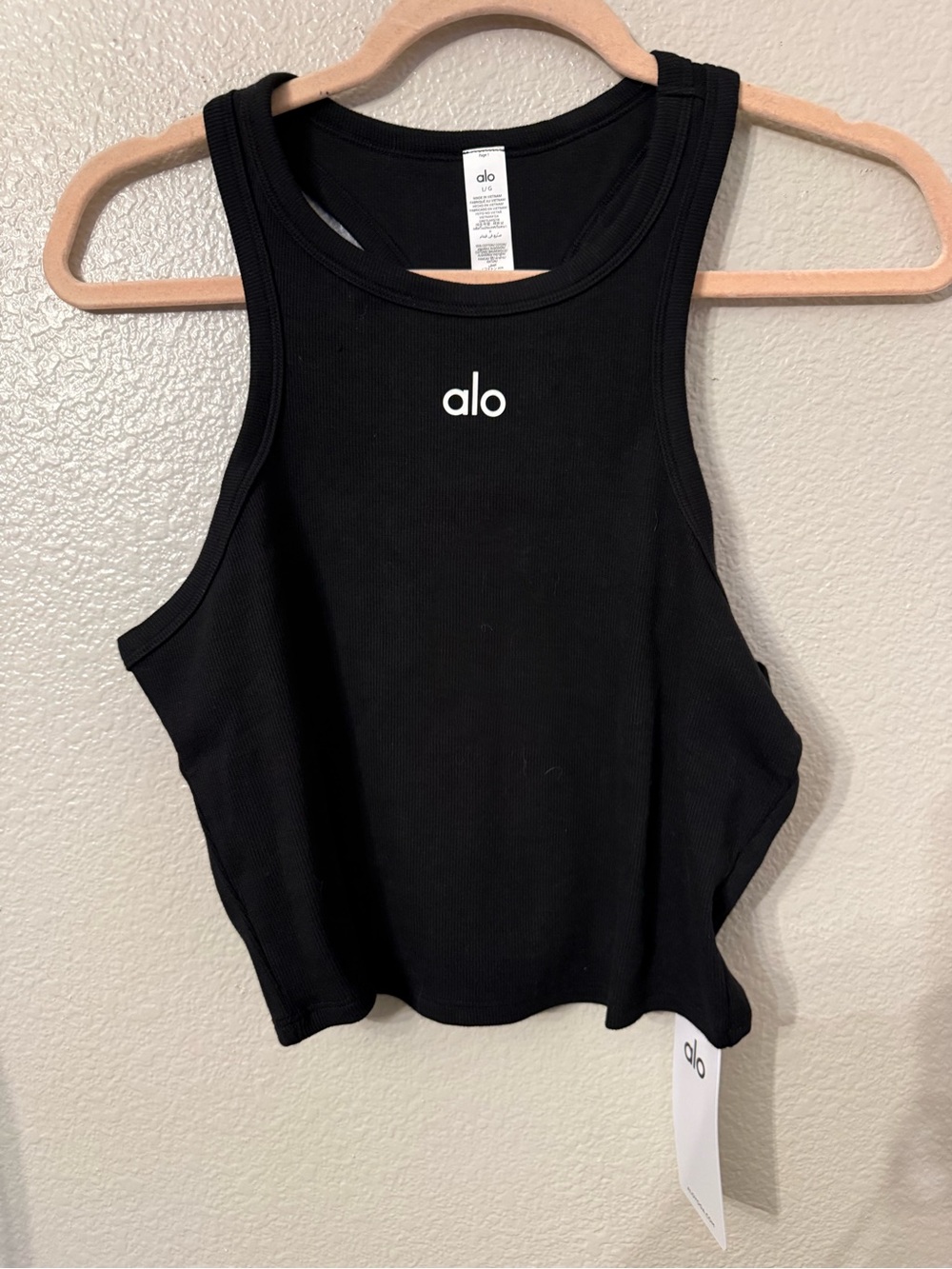 ALO Yoga Black Ribbed High-Neck Crop Tank